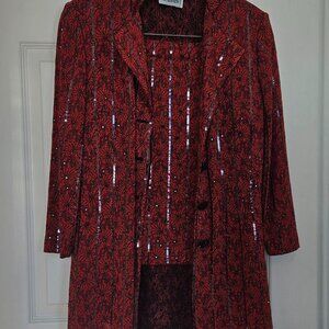 St. John Evening Jacket and Skirt. Gorgeous deep red. Size Small